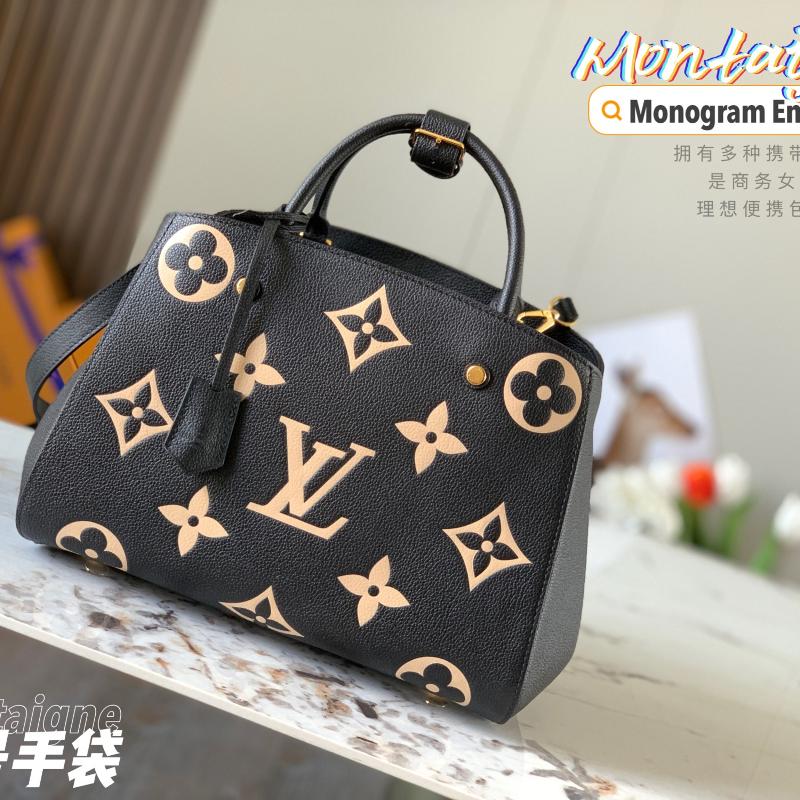 LV Handbags Tote Bags M41048 (M45778) Medium full leather silk screen black
